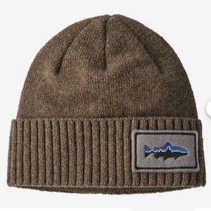 Patagonia brodeo beanie Fitz Roy Trout Patch: Ash Tan one size NWT Perfect NWT